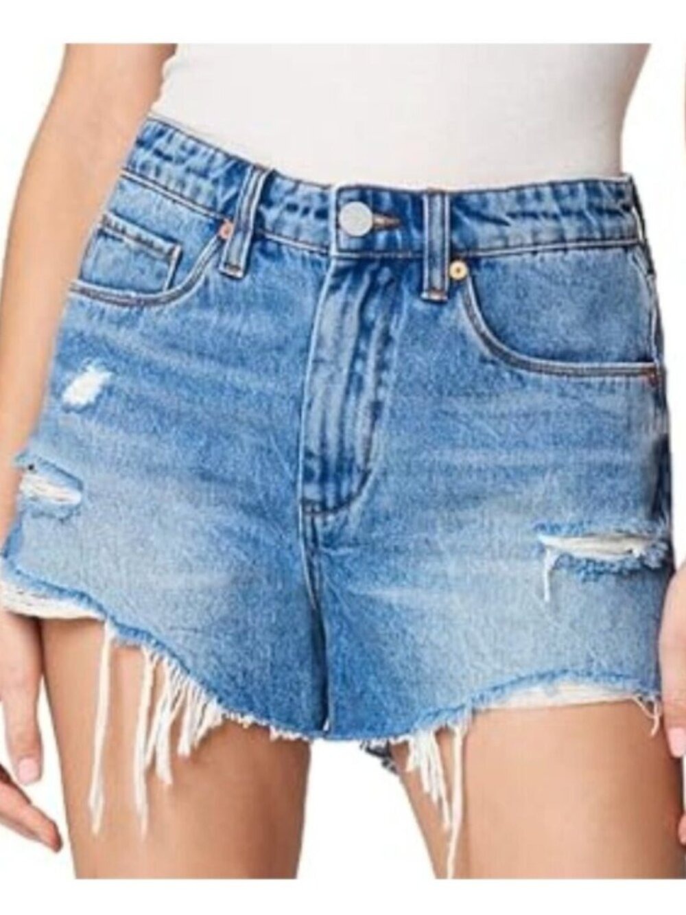 BLANKNYC Women's High Rise Distressed Denim Shorts